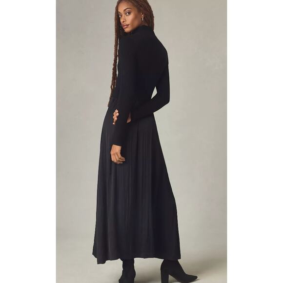Anthropologie The Thea Twofer Sweater Black maxi Dress Small - Picture 3 of 4